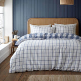 Brushed Seersucker Gingham Duvet Cover Set Blue