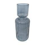 Fluted Ribbed Glass Vase Blue