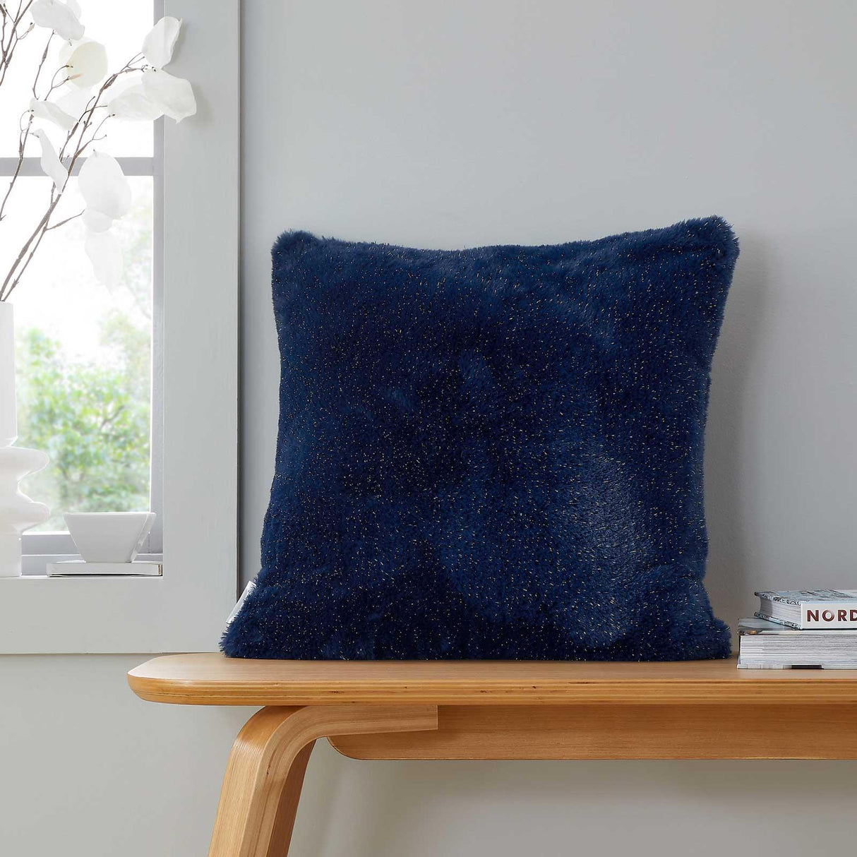 Glamour Fur Cushion Navy