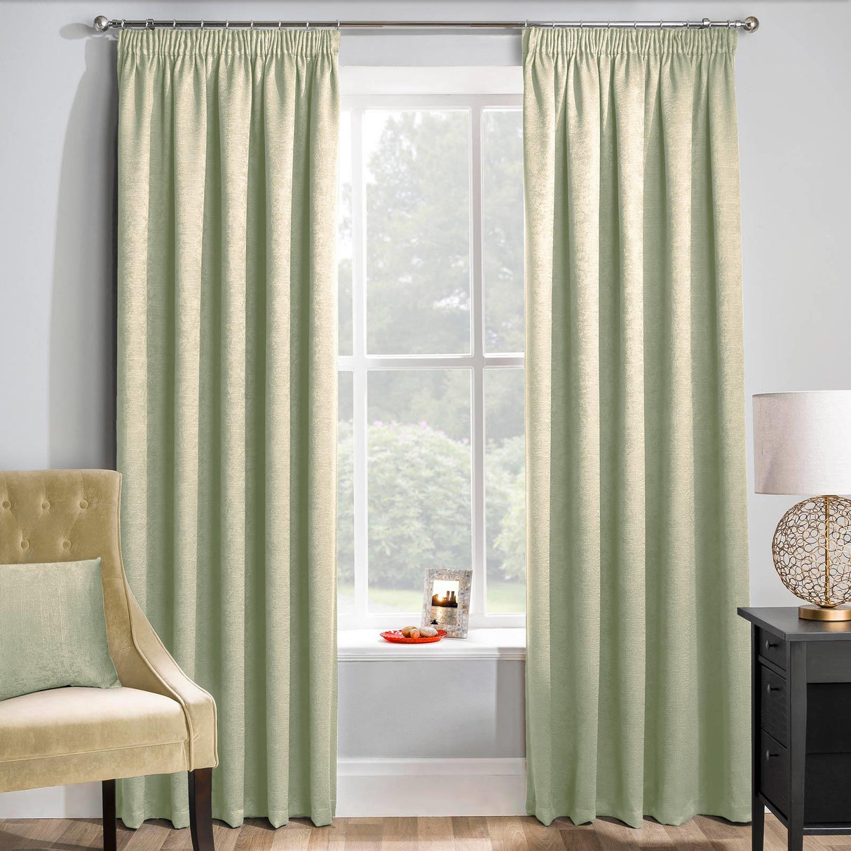 Matrix Thermal Dim Out Tape Top Curtains Green