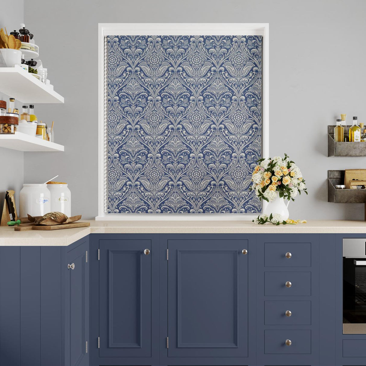 Hathaway Indigo Made To Measure Roman Blind