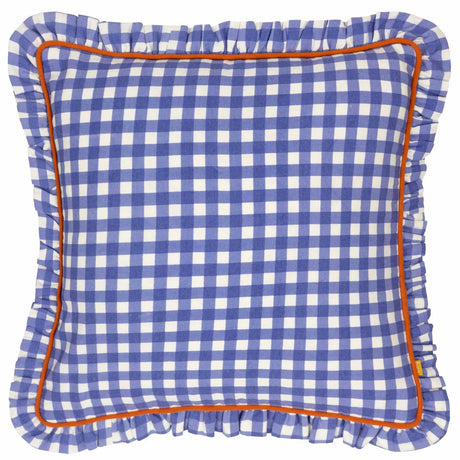 Maude Gingham Reversible Cushion Cover Blue