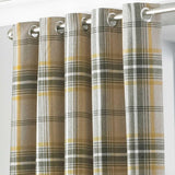 Aviemore Tartan Eyelet Curtains Ochre 90" x 90"