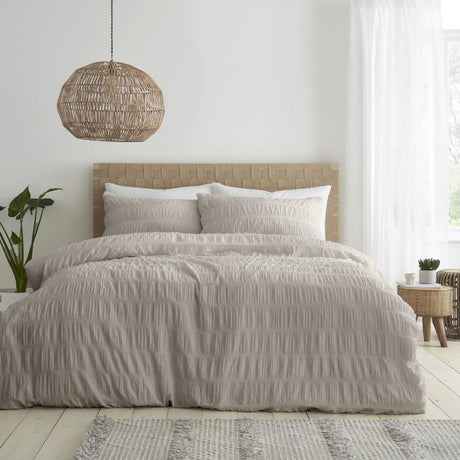 Seersucker Natural Duvet Cover Set