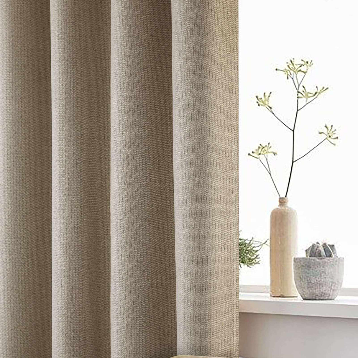 Athos Blackout Eyelet Curtains Natural