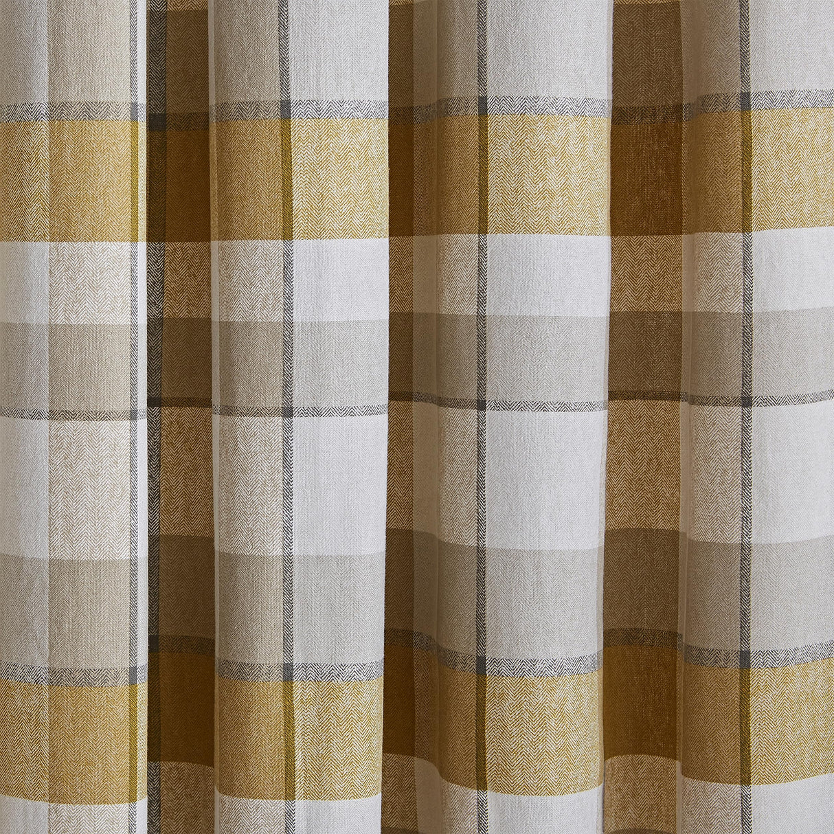 Catherine Lansfield Brushed Cotton Thermal Check 46x54 Inch Lined Eyelet Curtains Two Panels Ochre Yellow