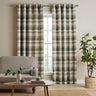 Catherine Lansfield Brushed Cotton Thermal Check 46x54 Inch Lined Eyelet Curtains Two Panels Ochre Yellow