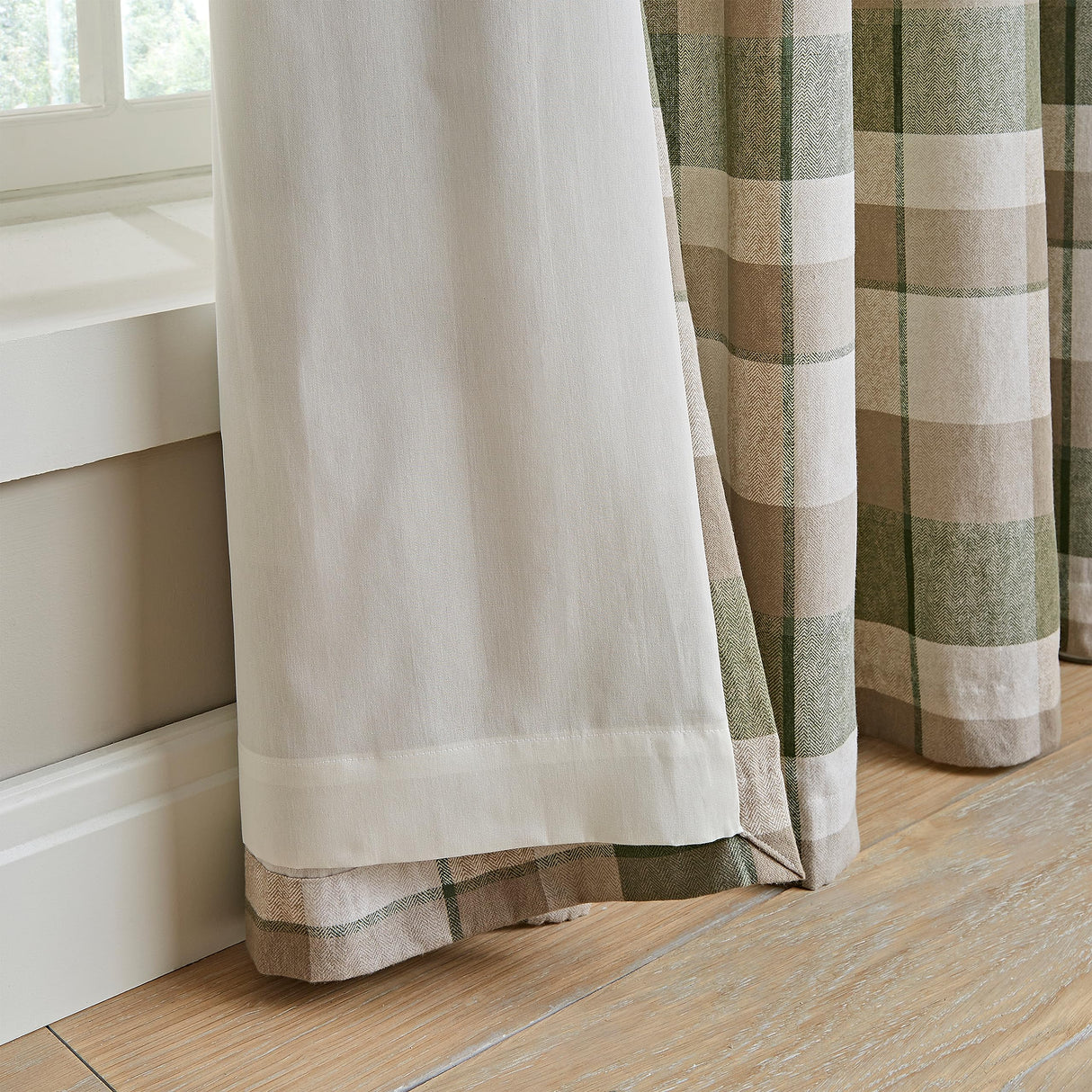 Catherine Lansfield Brushed Cotton Thermal Check 46x54 Inch Lined Eyelet Curtains Two Panels Ochre Yellow