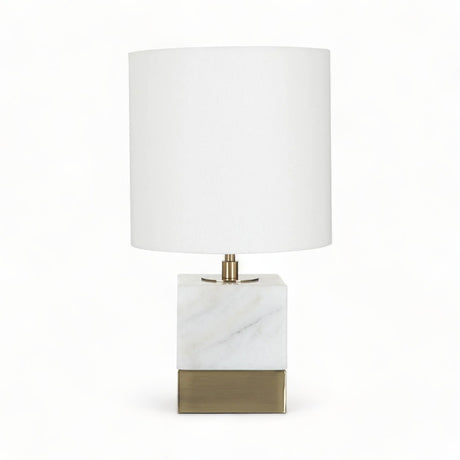 Laredo Minimalist White Marble and Brass Table Lamp 44cm