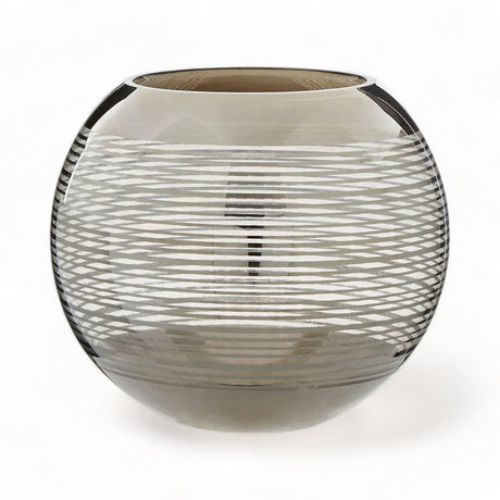 Semi-Transparent Nickel Stripe Glass Large Rounded Vase 20cm