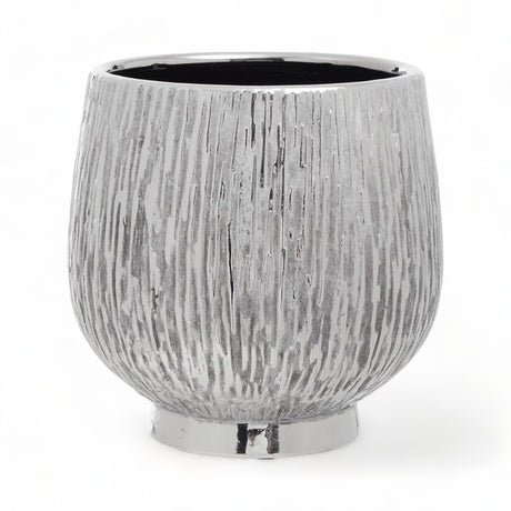 Textured Silver Ceramic Tate Plant Pot 20cm