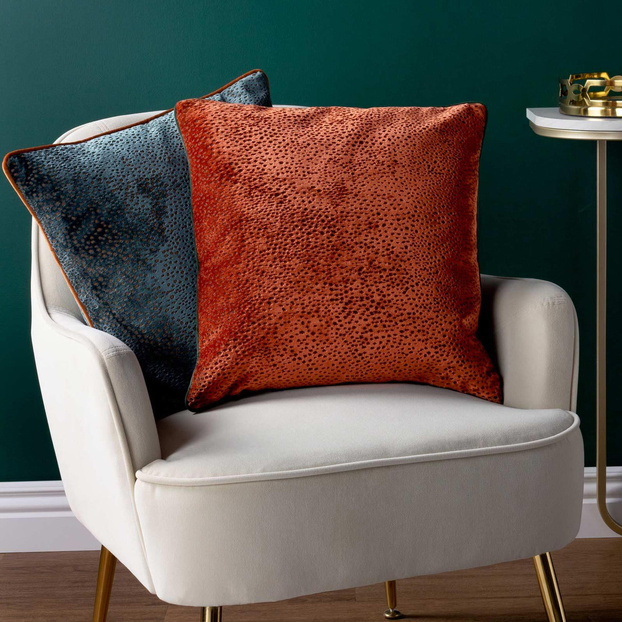 Estelle Spotted Cut Velvet Cushion Cover 18" x 18" (45cm x 45cm)