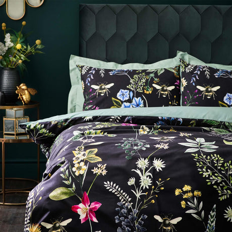 Midnight Bee Floral Velvet Duvet Cover Set