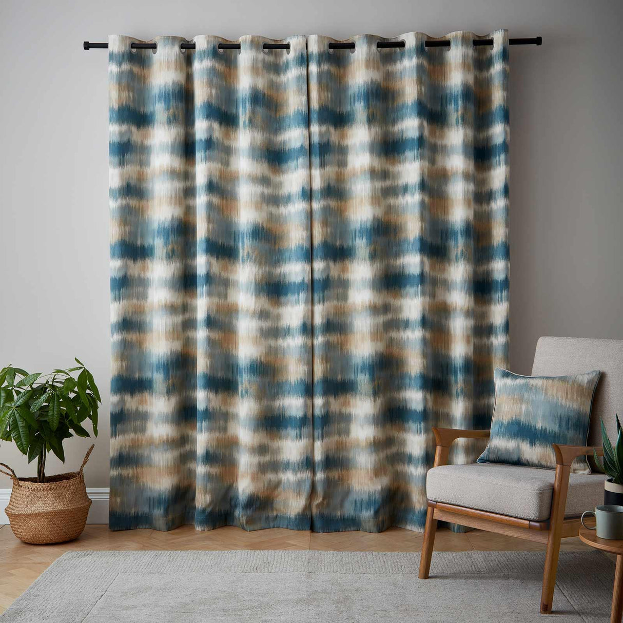 Ombre Texture Eyelet Curtains Teal