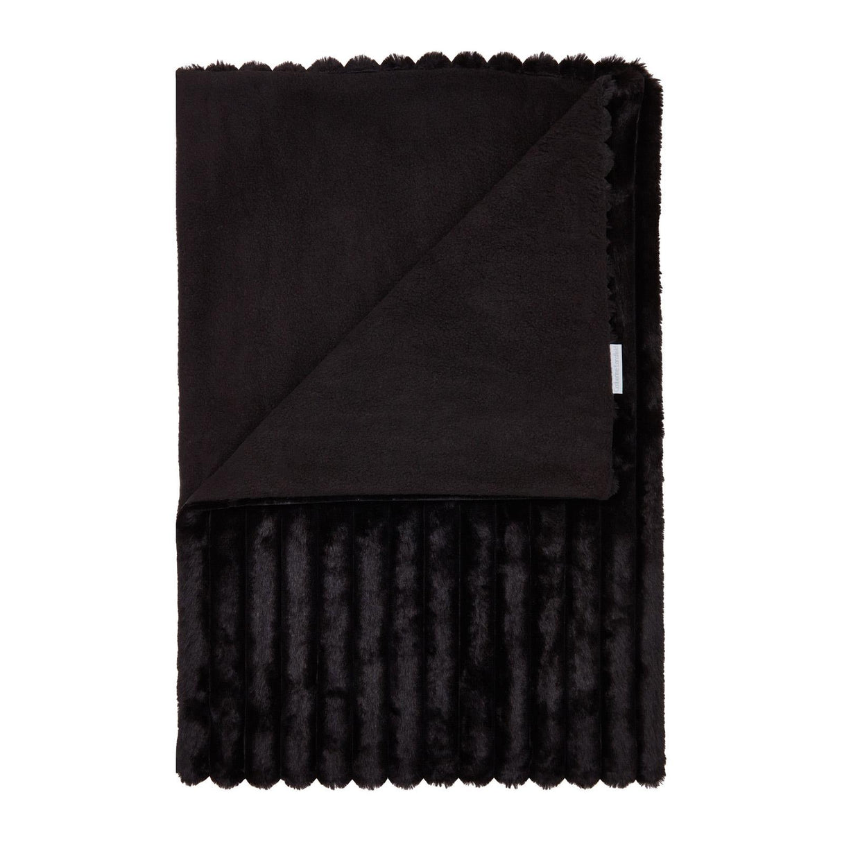 Cosy Ribbed Faux Fur Throw Black