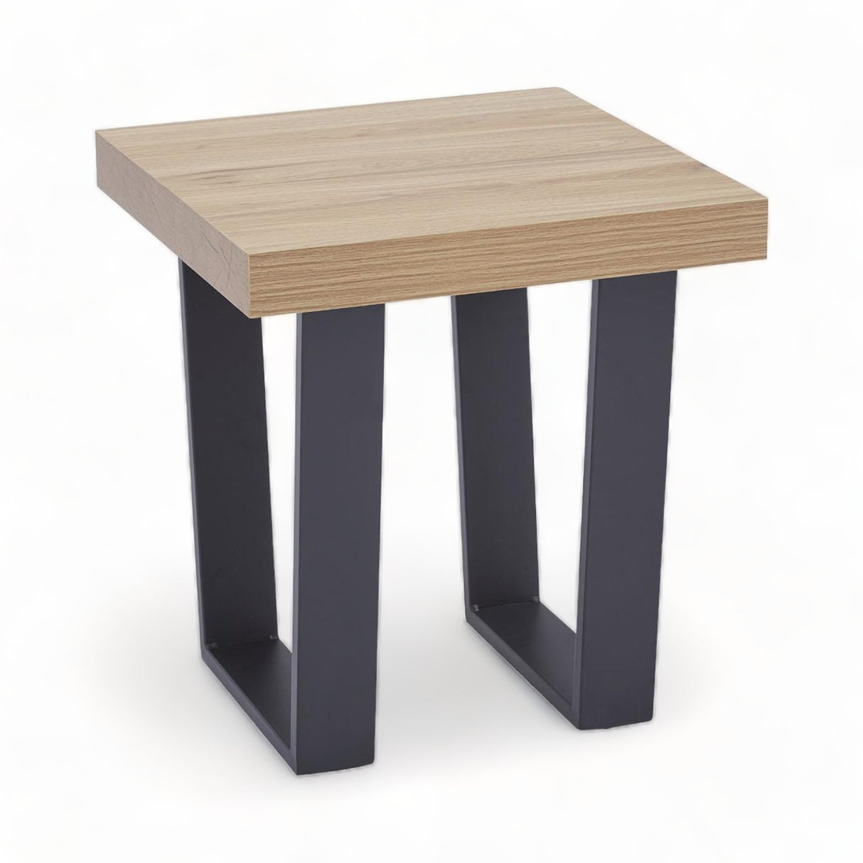 Paris Natural Wood Side Table with Black Metal Legs