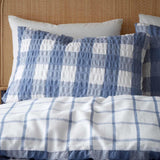 Brushed Seersucker Gingham Duvet Cover Set Blue