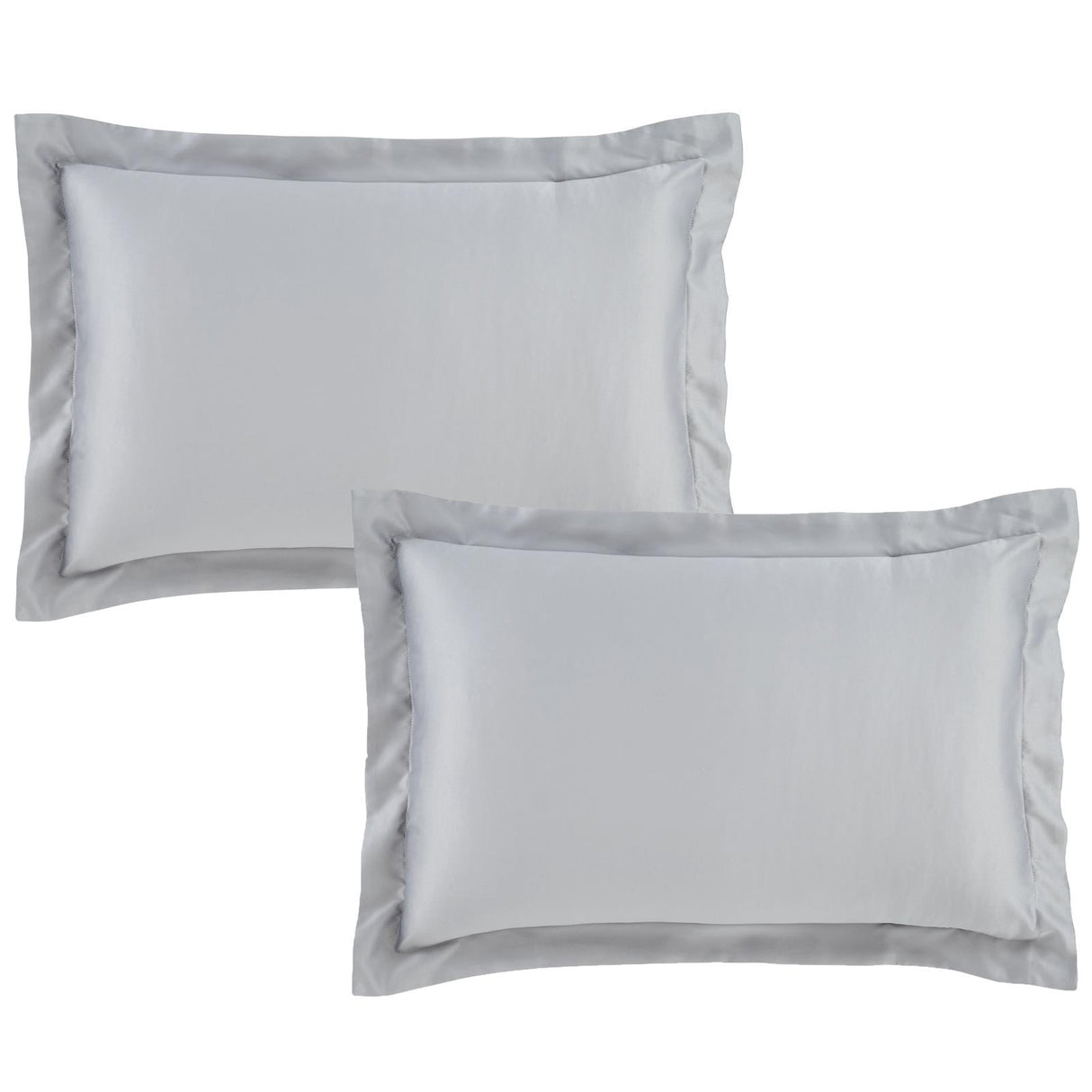 Silky Soft Satin Oxford Pillowcase Pair Silver