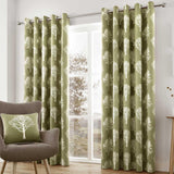 Woodland Trees Eyelet Curtains Green