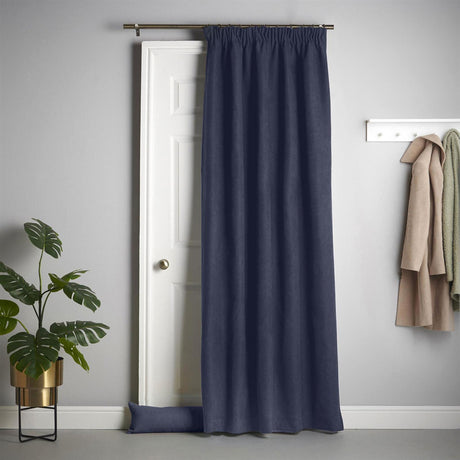 Velvet Chenille Tape Top Door Curtain Navy