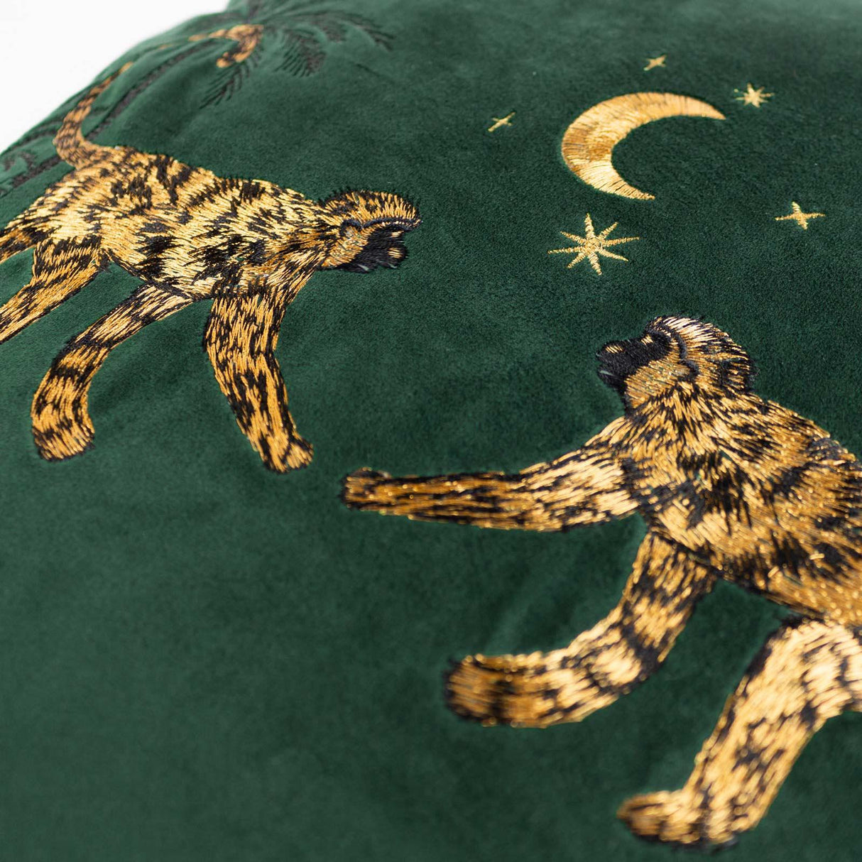 Dusk Monkey Embroidered Velvet Cushion Cover 20" x 20" (50cm x 50cm)