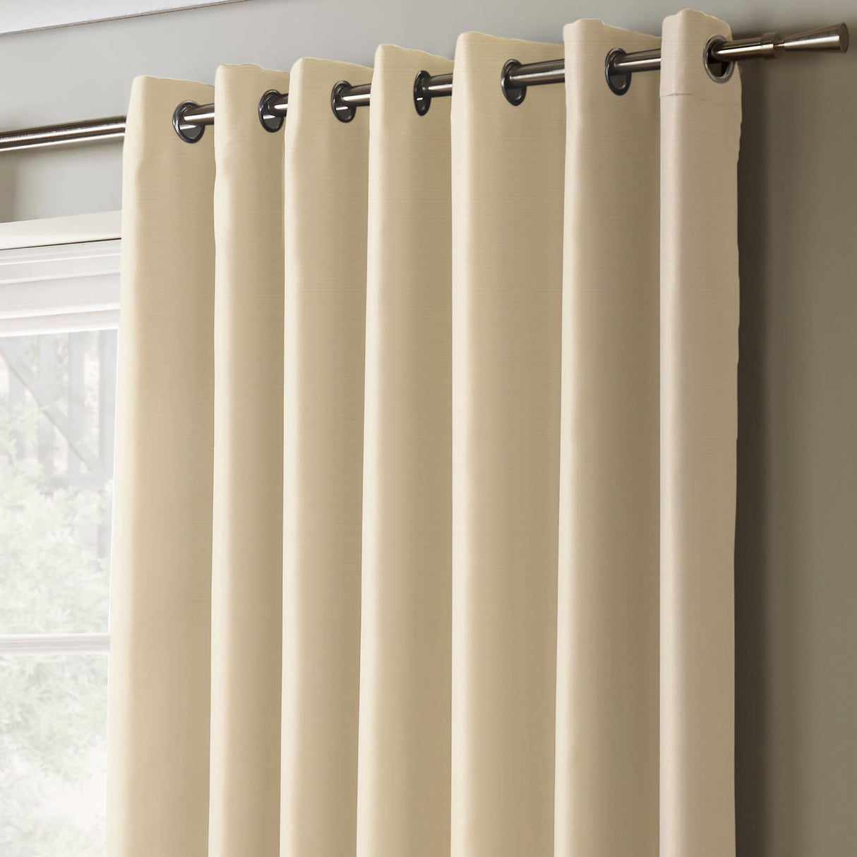 Essential Blackout Eyelet Curtains Cream 90" x 72"