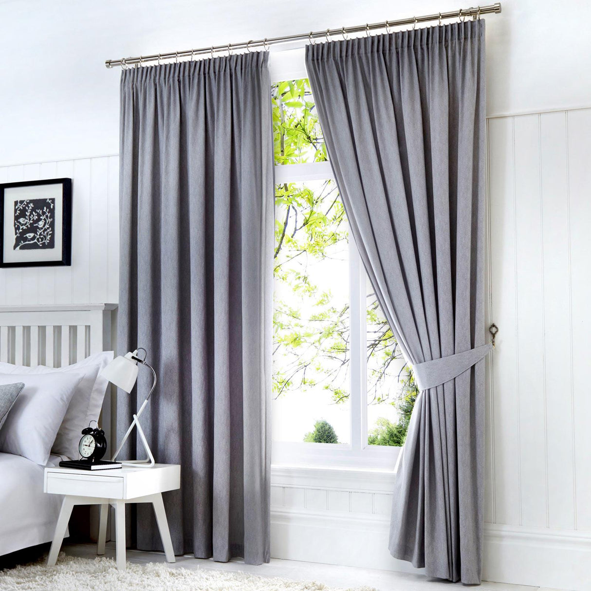 Dijon Blackout Tape Top Curtains Silver