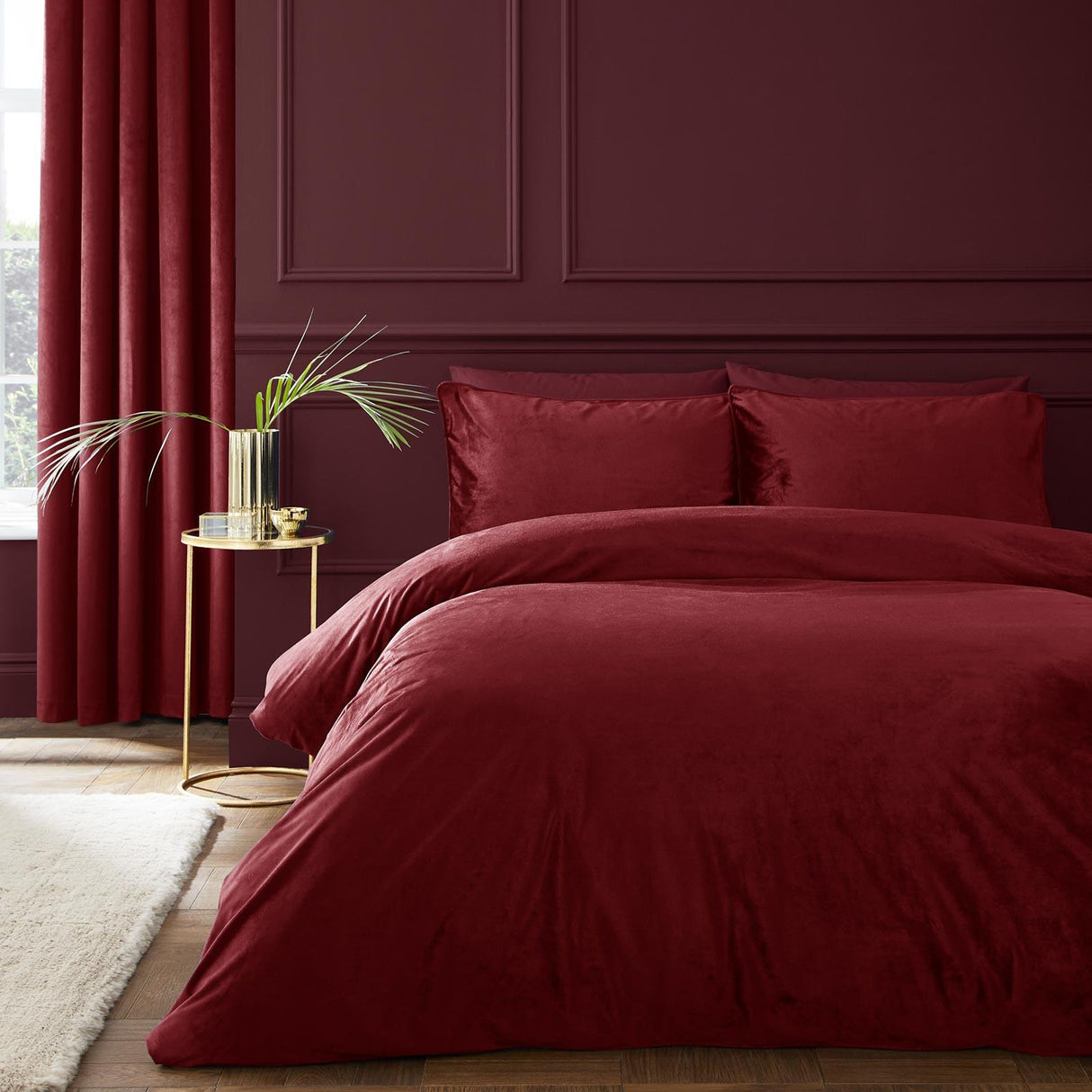 Kingsley Matt Velvet Duvet Cover Set Raspberry