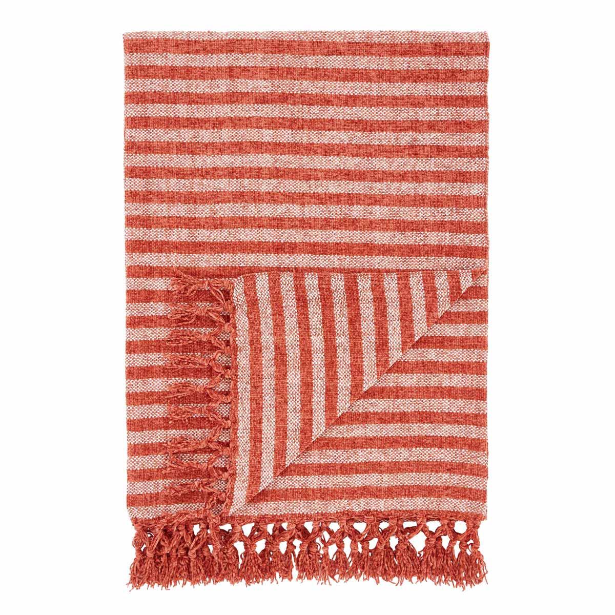 Stripe Chenille Throw Terracotta