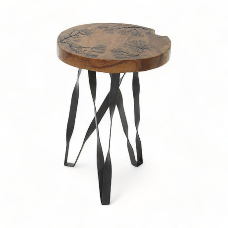 Teak Wood & Black Metal Organic Table