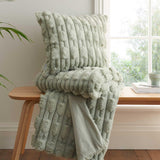 Carved Faux Fur Cushion Sage