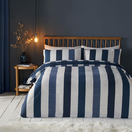 Seersucker Gingham Brushed Navy Duvet Cover Set