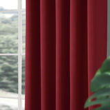 Woven Blackout Eyelet Curtains Red