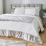 Lattice Cut Velvet Bedspread Natural