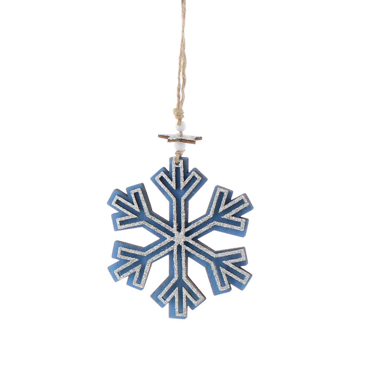 Blue Wooden Lasercut Snowflake 10cm