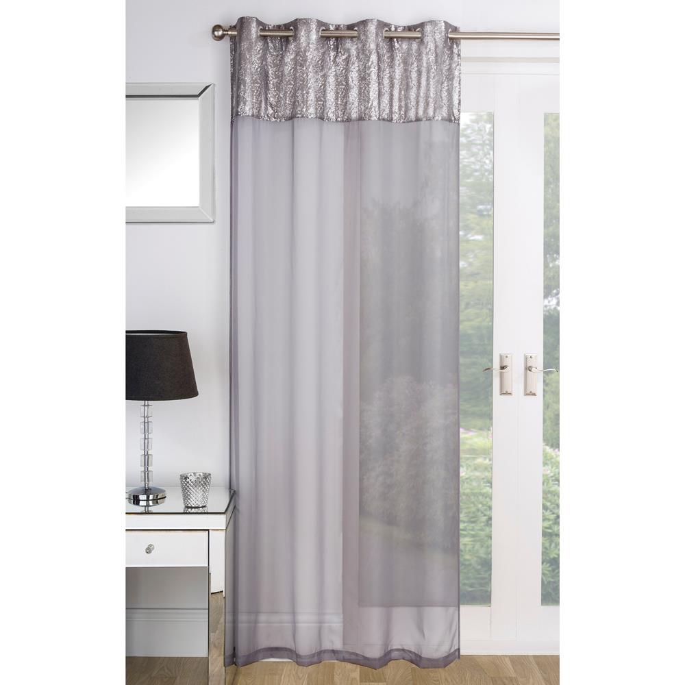 Empire Sequin Eyelet Voile Panel Grey 52" x 54"