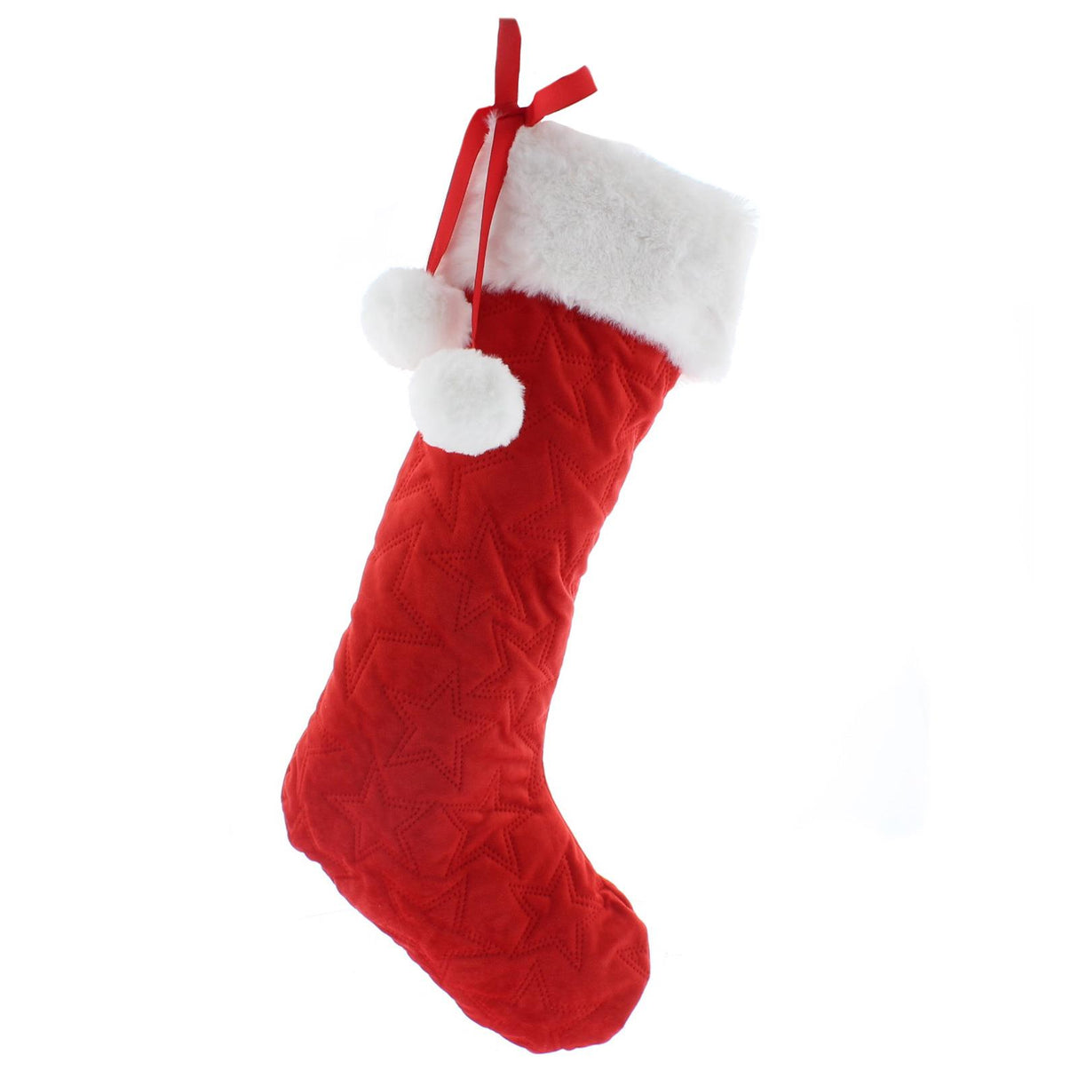 Red Embossed Star Christmas Stocking