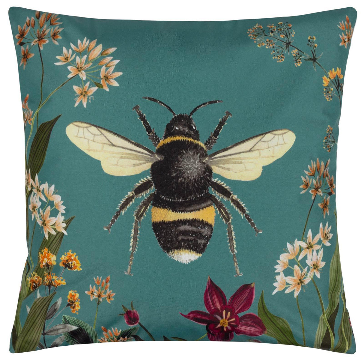 Midnight Garden Bee Outdoor Cushion Cover 17" x 17"