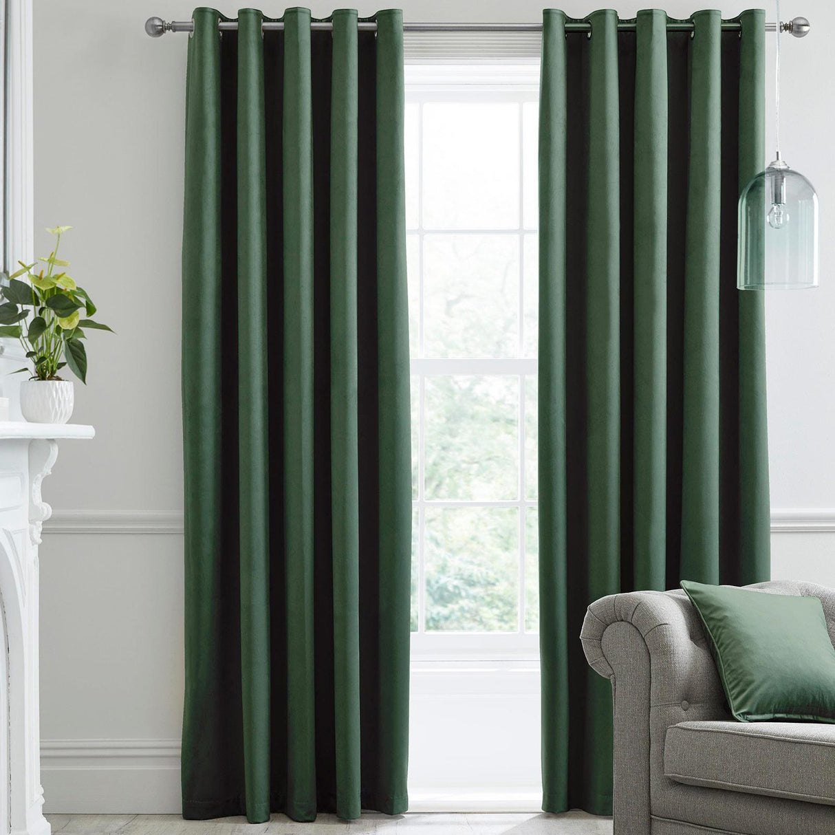 Montrose Blackout Eyelet Curtains Bottle Green