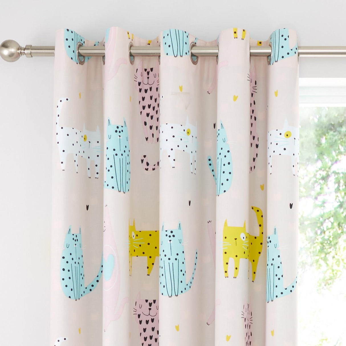 Cute Cats Eyelet Curtains