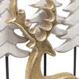 Gold Reindeer Wooden Decoration