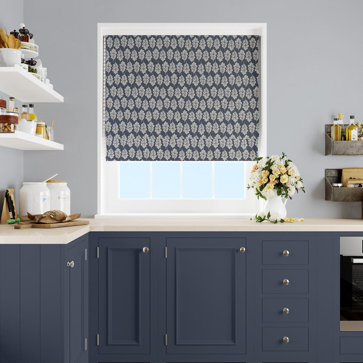 Oak Leaf Midnight Made To Measure Roman Blind