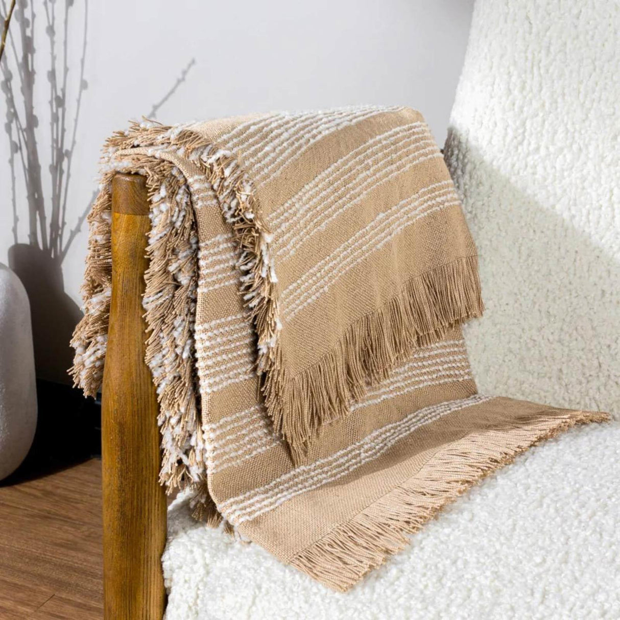 Jour Woven Fringed Throw Blanket 130cm x 180cm