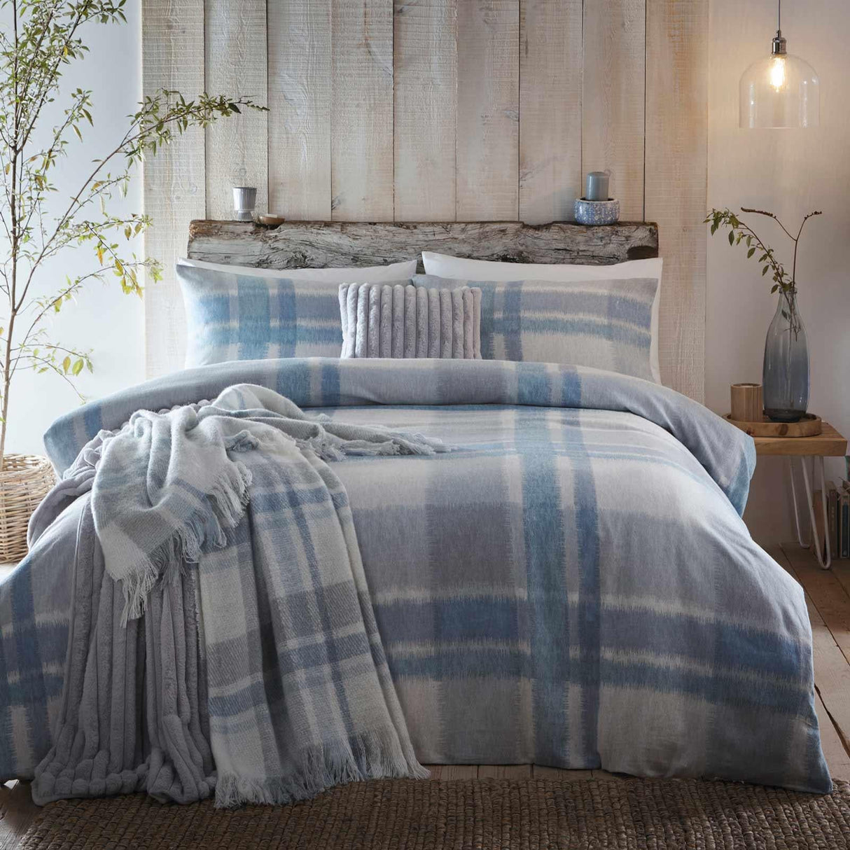 Verbier Brushed Cotton Duvet Cover Set Blue