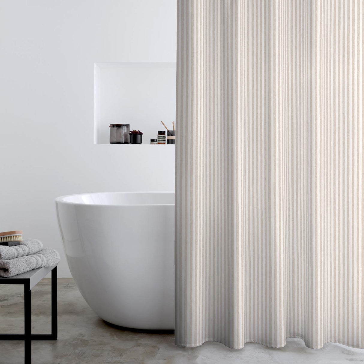 Timeless Stripe Shower Curtain Natural