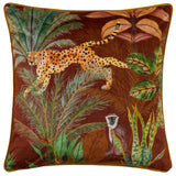 Aranya Cheetah Rust Velvet Cushion Cover 17" x 17"