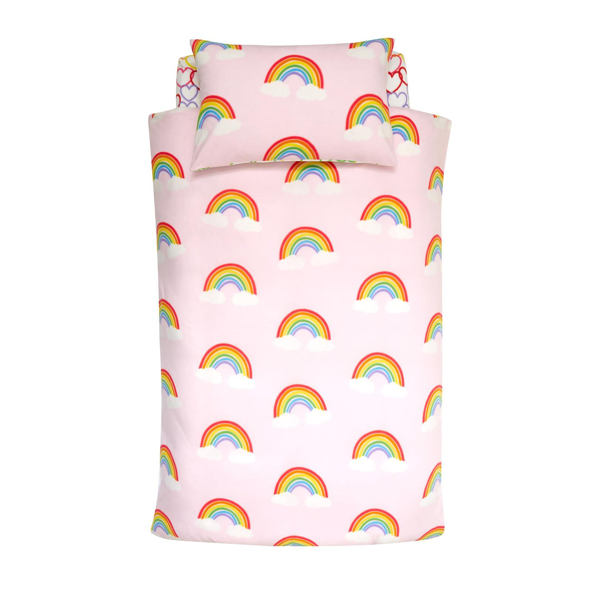 Rainbow Hearts Fleece Duvet Cover Set