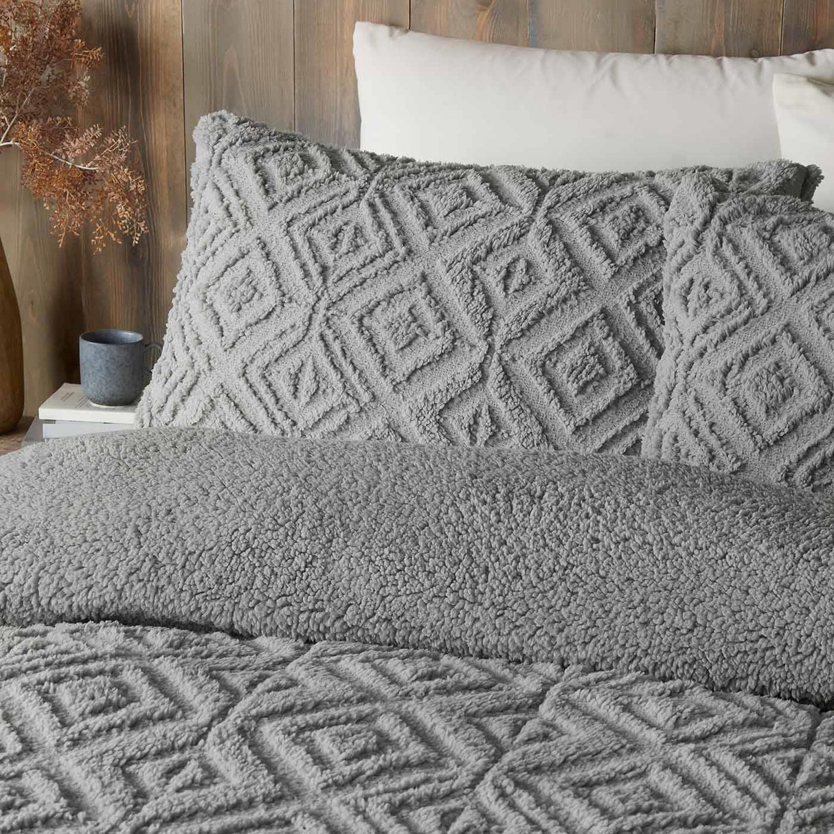 Romo Sherpa Fleece Duvet Cover Set Grey