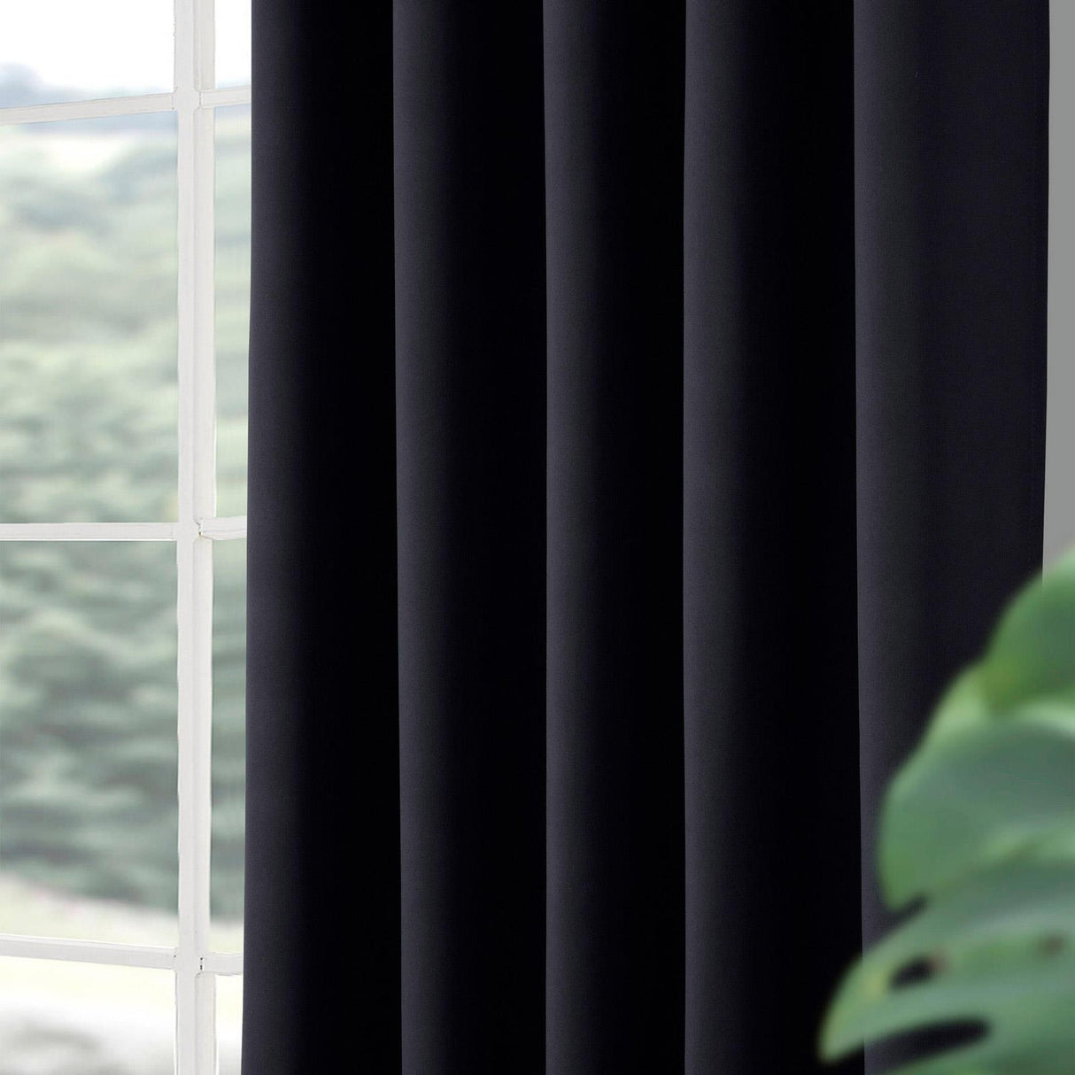 Woven Blackout Tape Top Curtains Black