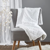 Cosy Diamond Faux Fur Throw White